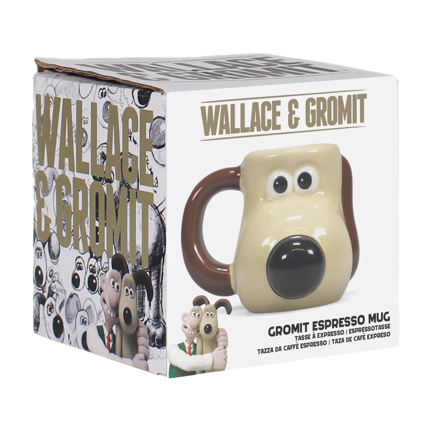 Half Moon Bay Wallace & Gromit 3D Gromit Espresso Mug – Mini Novelty Ceramic Coffee Cup | Fun Collectible Gift