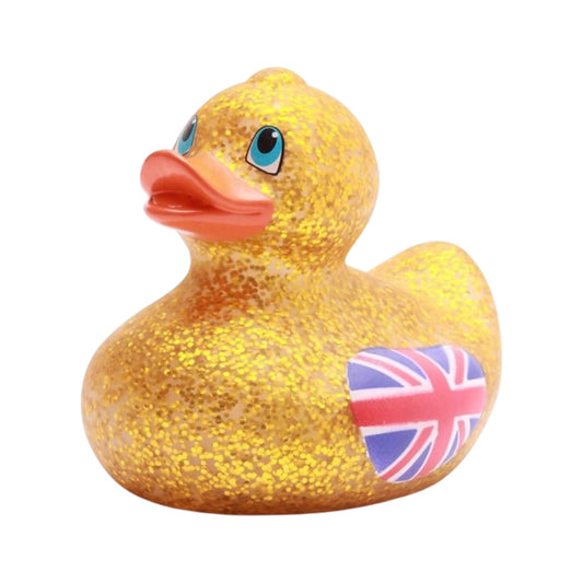 Glittering Union Jack gold rubber duck